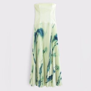 Abercrombie and fitch Giselle drop waist pleated dress green pattern XXSP